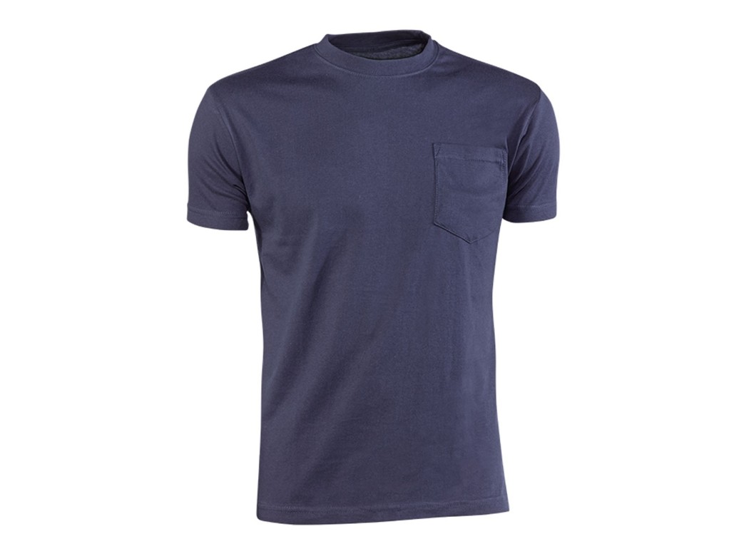 Camiseta algodon 140 gr con bolsillo azul talla s