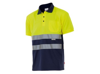 Polo trabajo 2xl al.vis. 100%poliester m/corta amarillo fluo