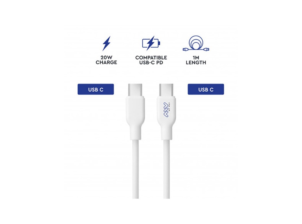 Cable cargador usb ´c´ salida ´c´ 20w 1 metro blanco