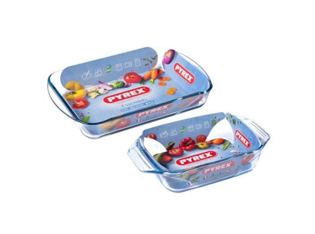 Bandeja vidrio horno pyrex set 2 uds 35 x 23 cm / 27 x 17 cm