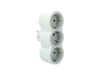 Adaptador frontal triple 10/16a entrada vertical blanco/gris