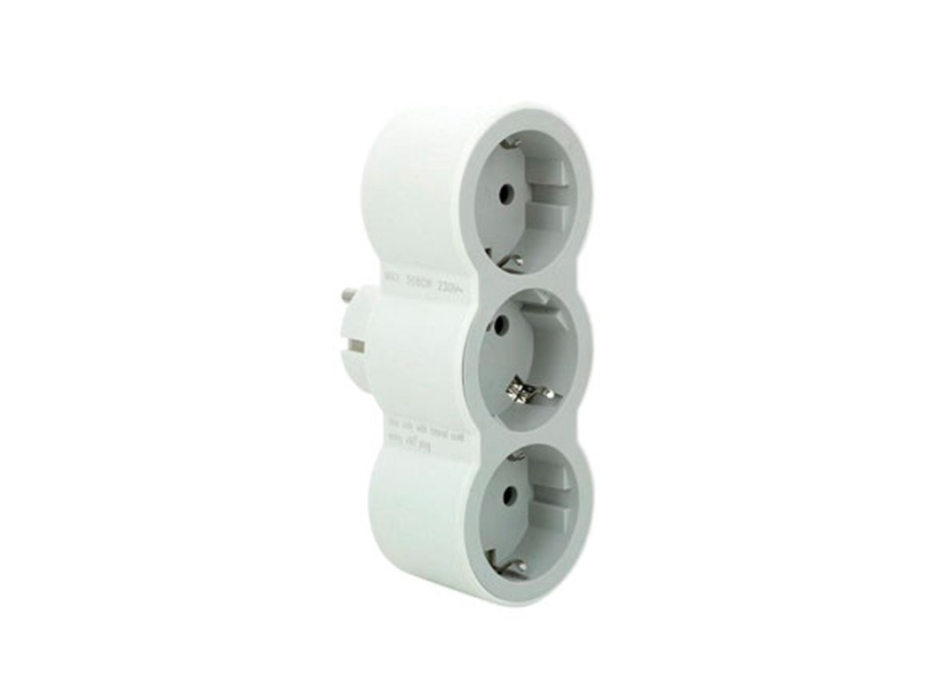 Adaptador frontal triple 10/16a entrada vertical blanco/gris