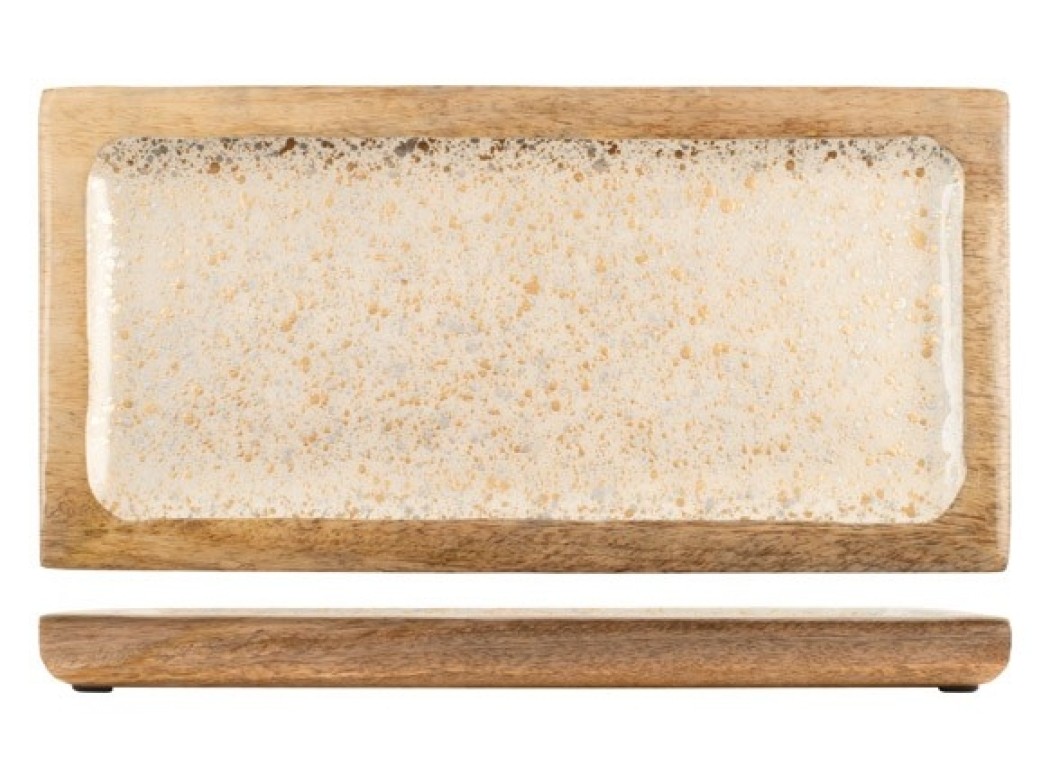 Bandeja madera decorada metaldrops 30 x 15 cm