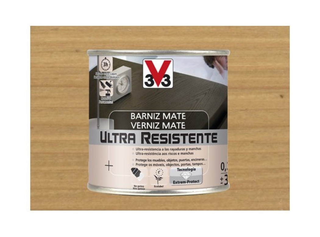 Barniz interior al agua ultra resistente mate 250 ml roble c