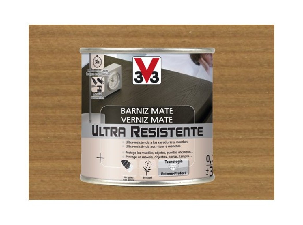 Barniz interior al agua ultra resistente mate 250 ml roble o