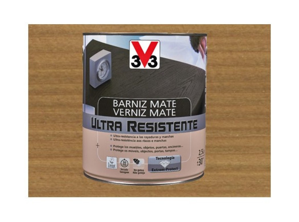 Barniz interior al agua ultra resistente mate 750 ml roble o