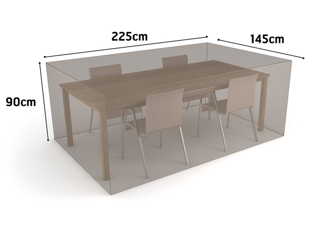 Funda mesa rectangular + 4 sillas vison 225 x 145 x h 90