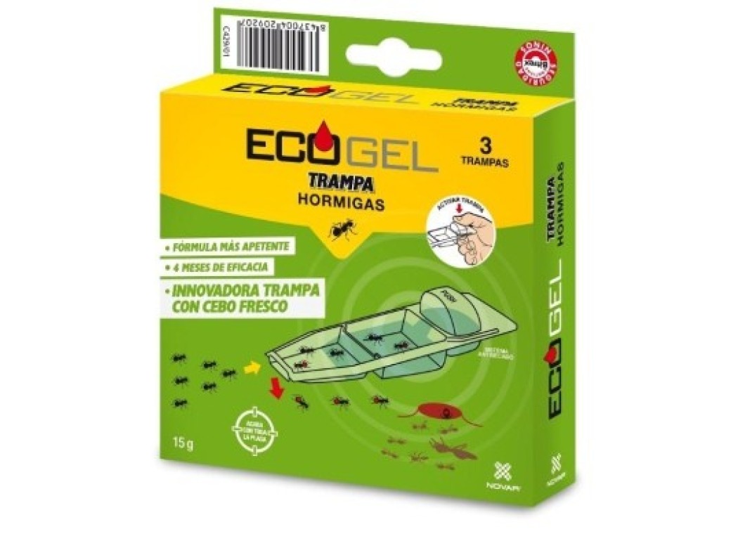 Trampa cebo hormiga gel ecogel novar 3 uds 15 gr