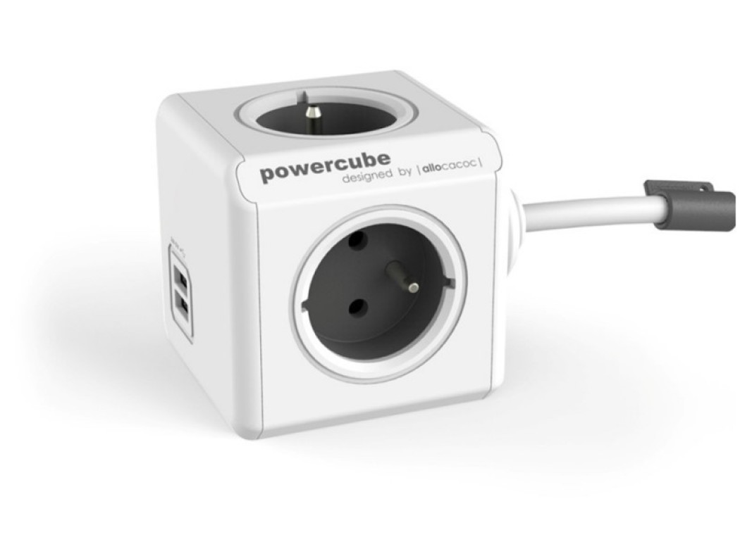 Adaptador powercube 4t + 2 usb 1,5 mt multicolor powercube