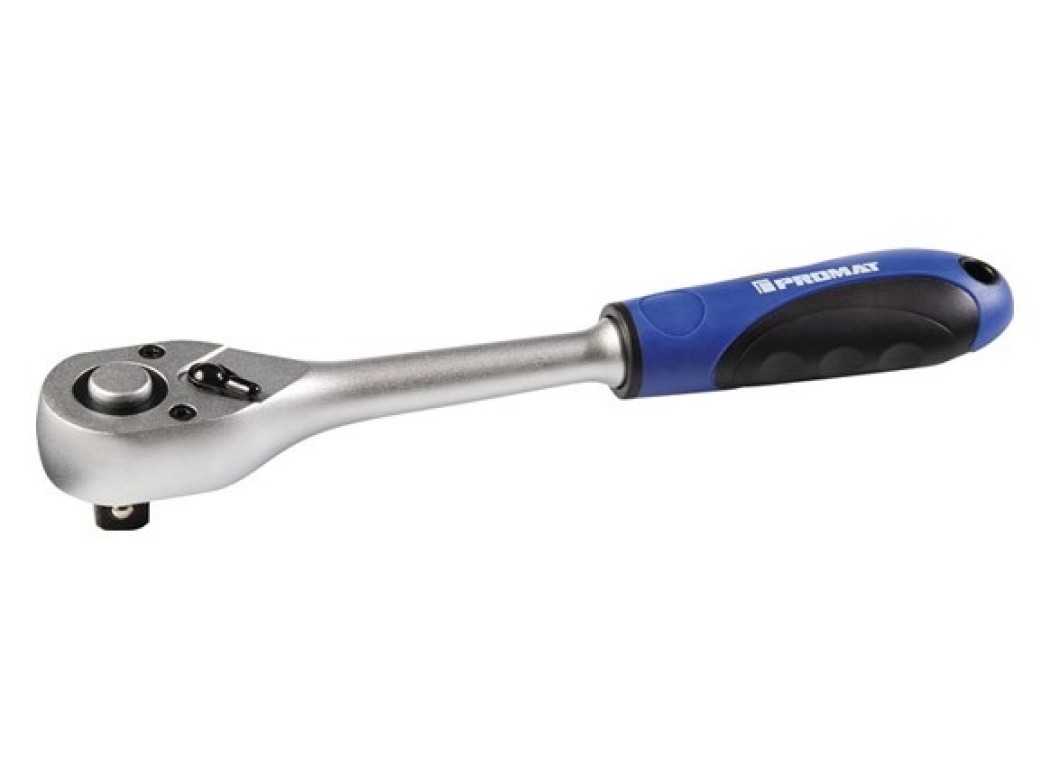 Llave carraca reversible 1/2´ 250 mm, 72 dientes mango bimat