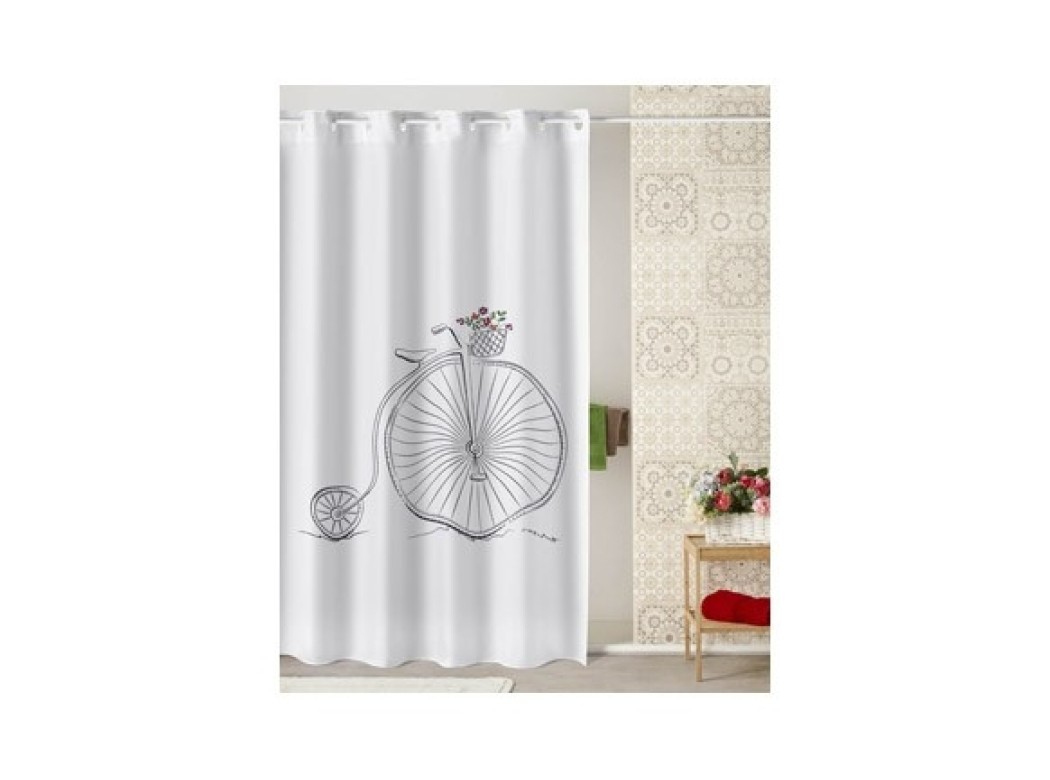Cortina baño estampado bike 180 x 200 cm poliester atenas