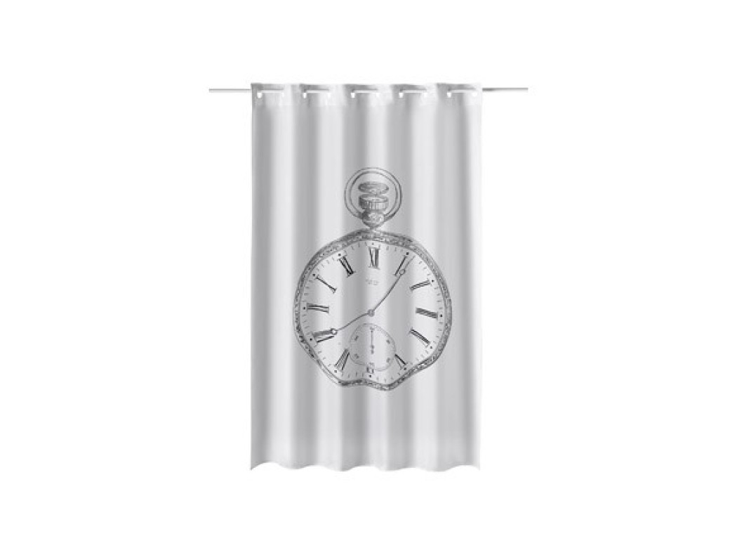 Cortina baño estampado reloj 180 x 200 cm poliester atenas