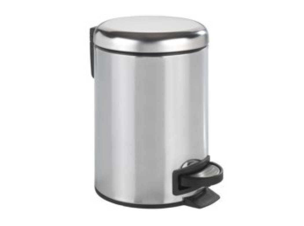 Cubo baño con pedal inox brillante 3 l wenko