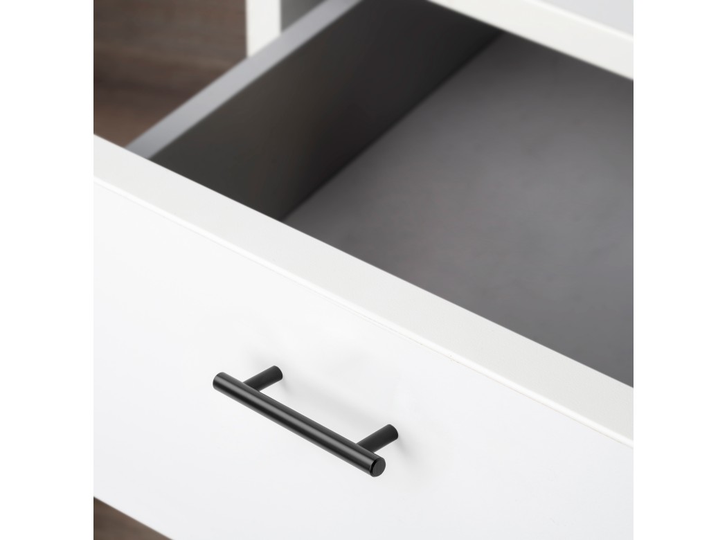 Emuca Lote de 10 tiradores para mueble Orlando, L136mm, intereje 96mm, Acero, Pintado negro