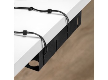 Emuca Lote de 2 bandejas organizadoras de cables para debajo de la mesa, Largo 430 mm, Acero, Pintado negro