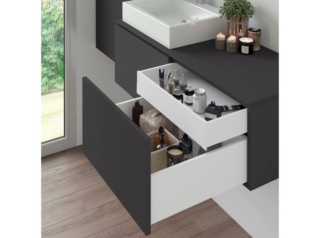 Emuca Cajón exterior Vertex con regulación 3D de altura 178mm, 40kg, profundidad 450mm, Acero, Pintado blanco