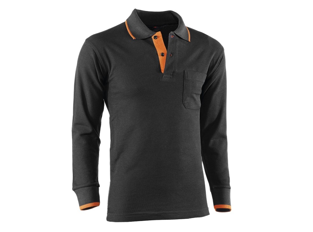 Polo manga larga top range negro / naranja talla s juba