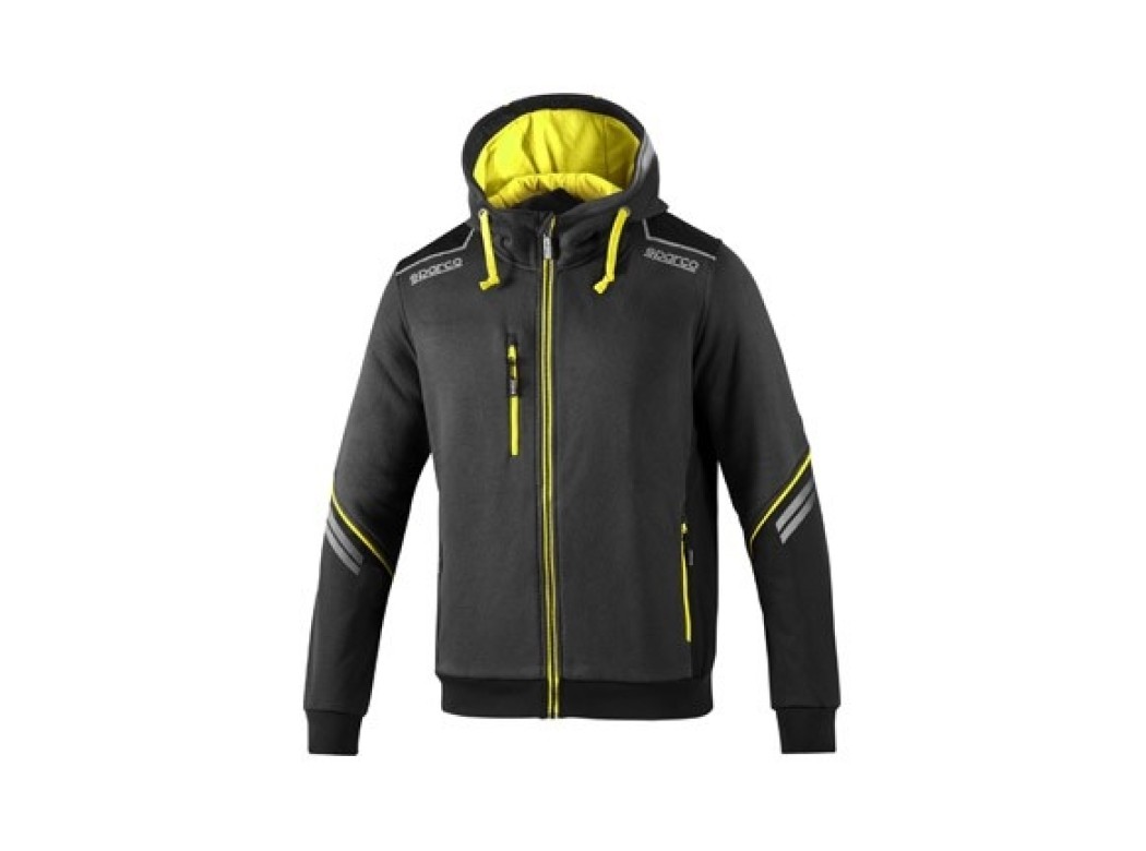 Sudadera tecnica gris / amarillo fluor talla l sparco