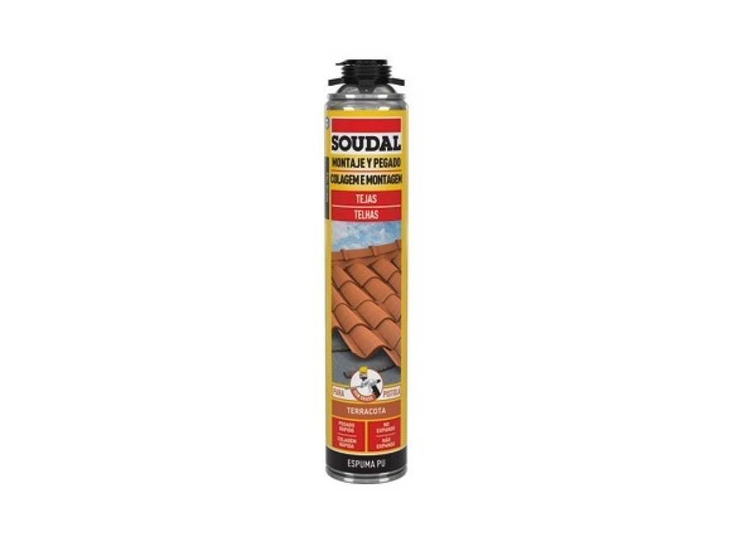 Espuma poliuretano tejas pistola 750 ml terracota soudal