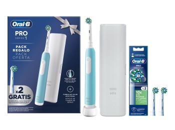 Cepillo dental pro1 + funda + 2 cabezales turquesa oral-b