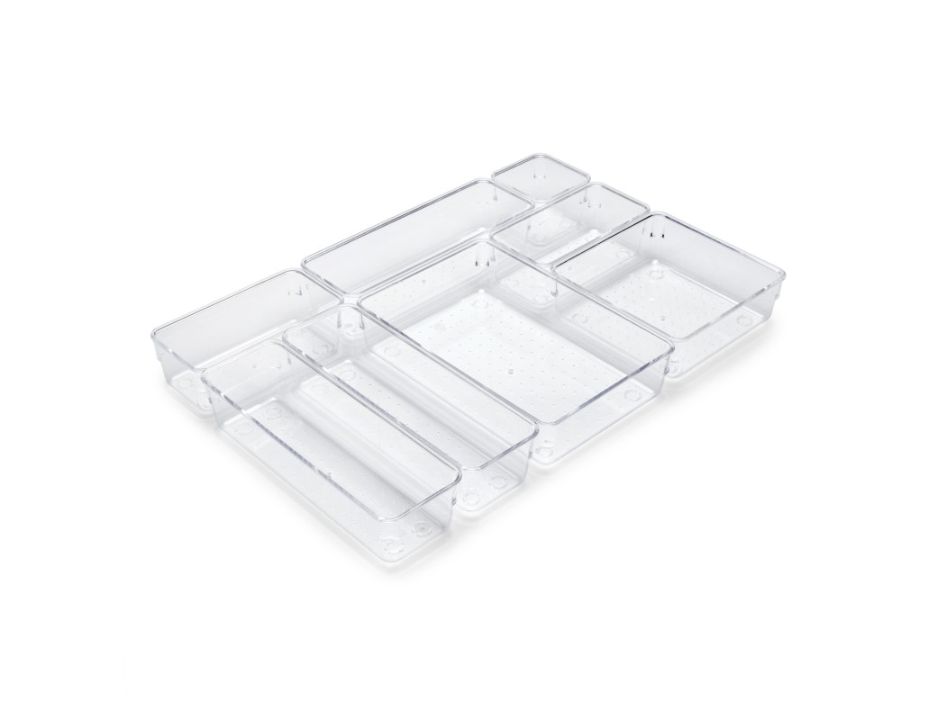 Emuca Kit de 8 Cubos organizadores Cube para cajón, Plástico, Transparente