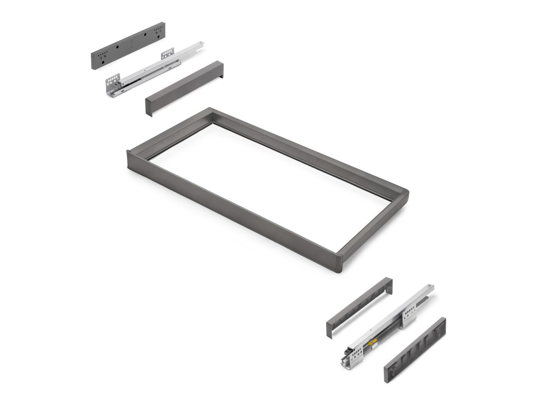 Emuca Bastidor con guías de cierre suave y extracción total para accesorios de armario Quartz, 812-838mm, Aluminio y Plástico, Titanio