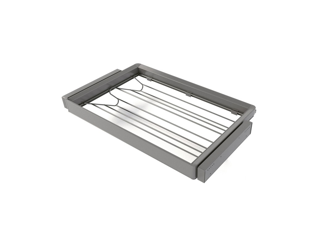 Emuca Kit de cajón zapatero y bastidor regulable Quartz para armarios, guías de cierre suave y extracción total, Módulo 80cm, Acabado Titanio