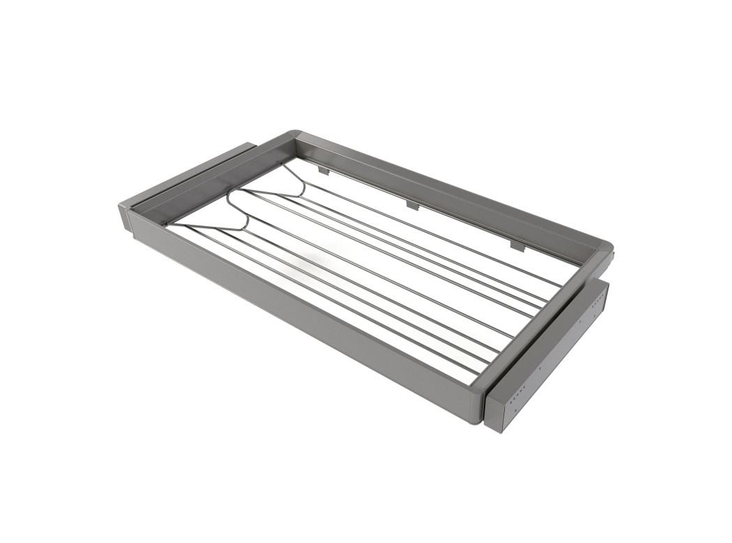 Emuca Kit de cajón zapatero y bastidor regulable Quartz para armarios, guías de cierre suave y extracción total, Módulo 90cm, Acabado Titanio