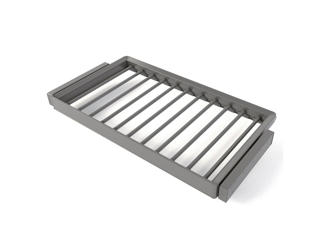 Emuca Kit de pantalonero de 7 varillas y bastidor regulable Quartz para armarios, guías de cierre suave y extracción total, Módulo 90cm, Acabado Titanio