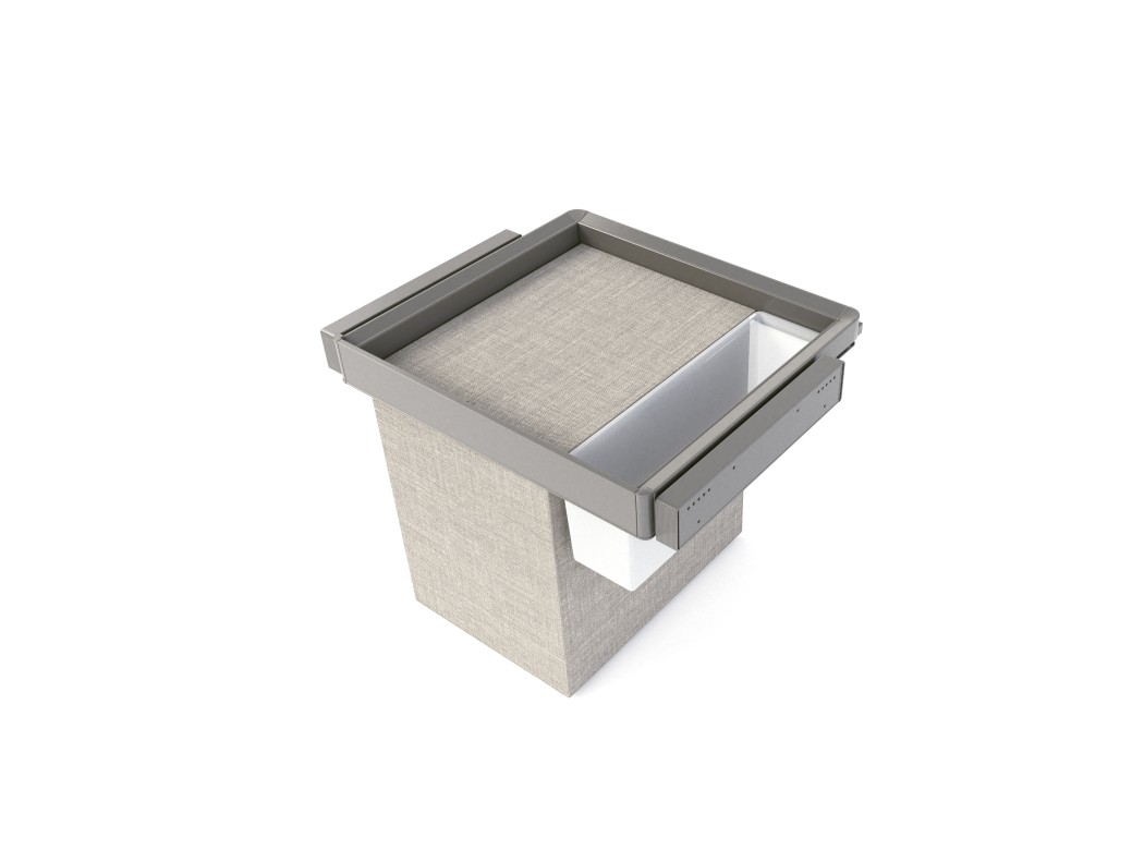 Emuca Kit de bandeja auxiliar, cesto y bastidor regulable Quartz para armarios, guías de cierre suave y extracción total, Módulo 60cm, Acabado Titanio