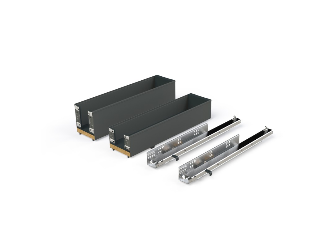 Emuca Botellero lateral extraíble Titane Simplex con cierre suave, módulo 150mm, Gris antracita