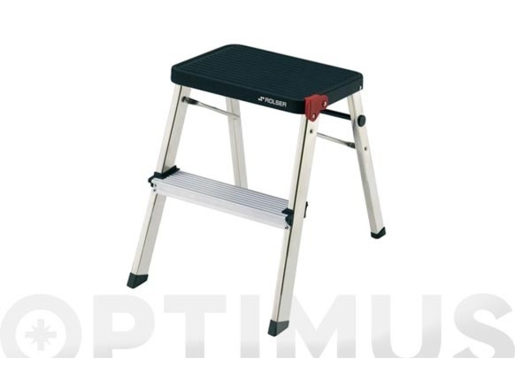 Taburete aluminio 2 peldaÑos homologado m/2 negro rolser