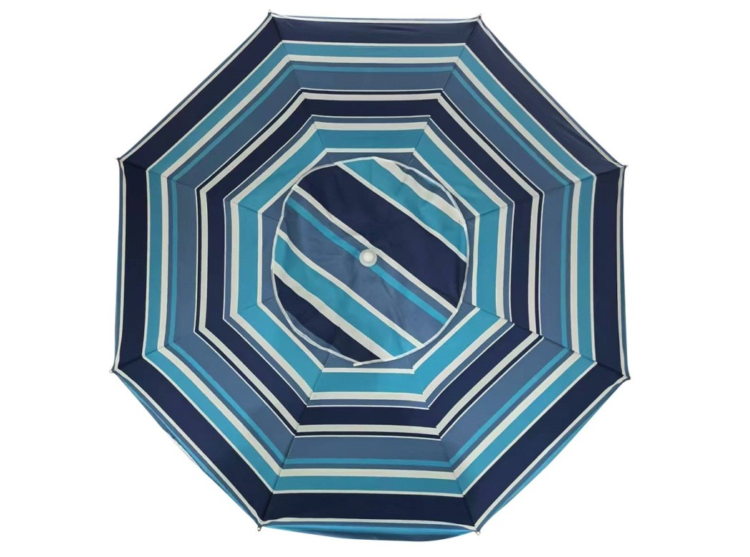 Parasol playa aluminio Ø180 cm upf 50+ rayas azul import