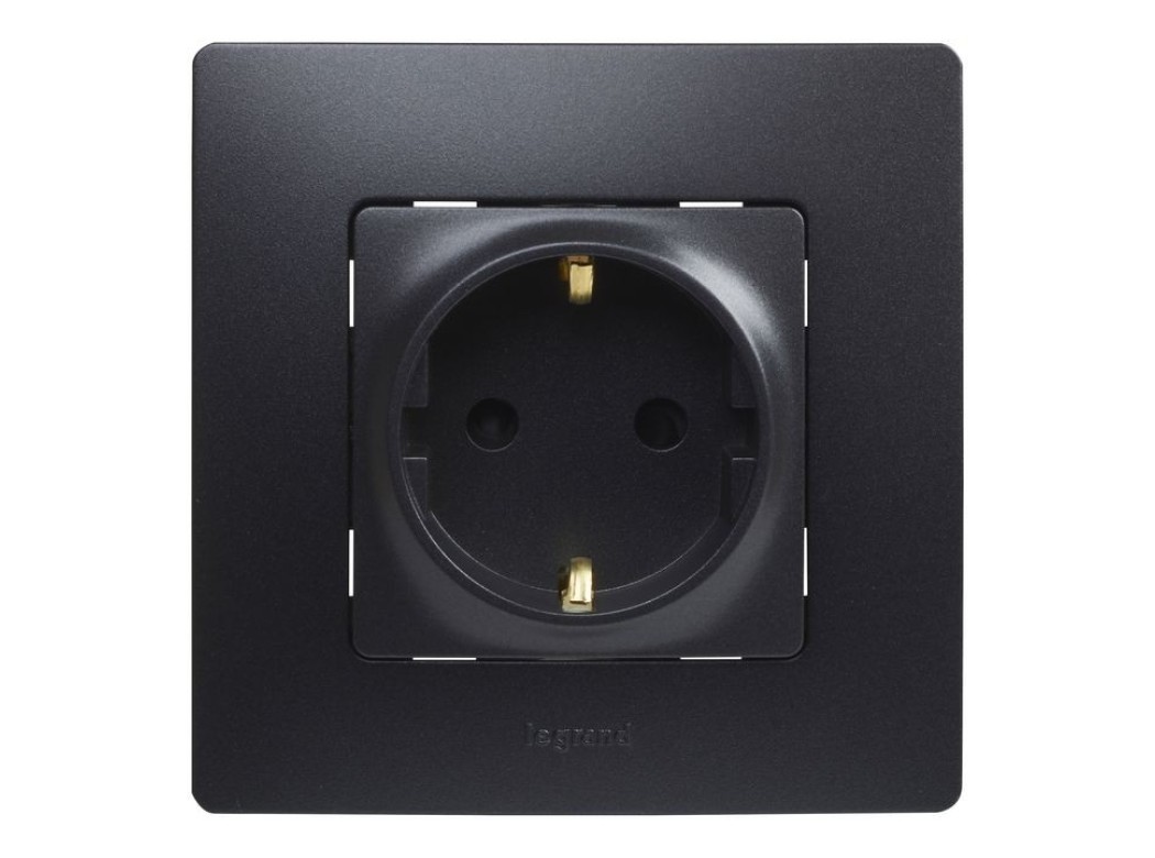 Base enchufe 2p+t empotrar negro serie niloe legrand