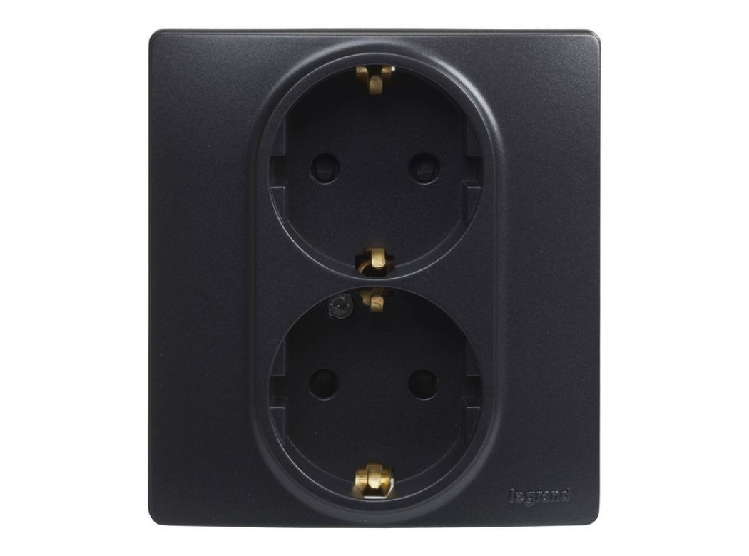 Base enchufe doble 2p+t negro serie niloe legrand