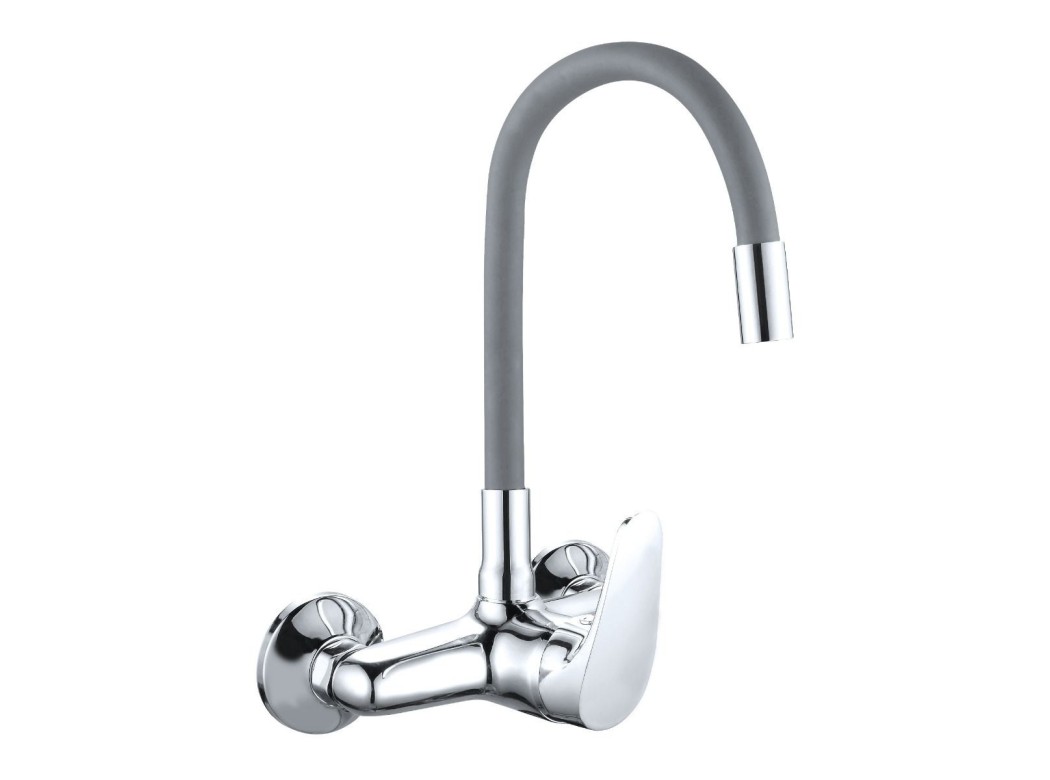 Grifo cocina monomando caÑo alto java goma mural gris 15 cm