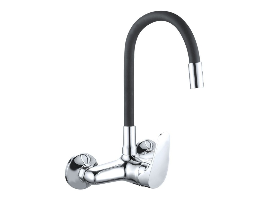 Grifo cocina monomando caÑo alto java goma mural negro 15 cm