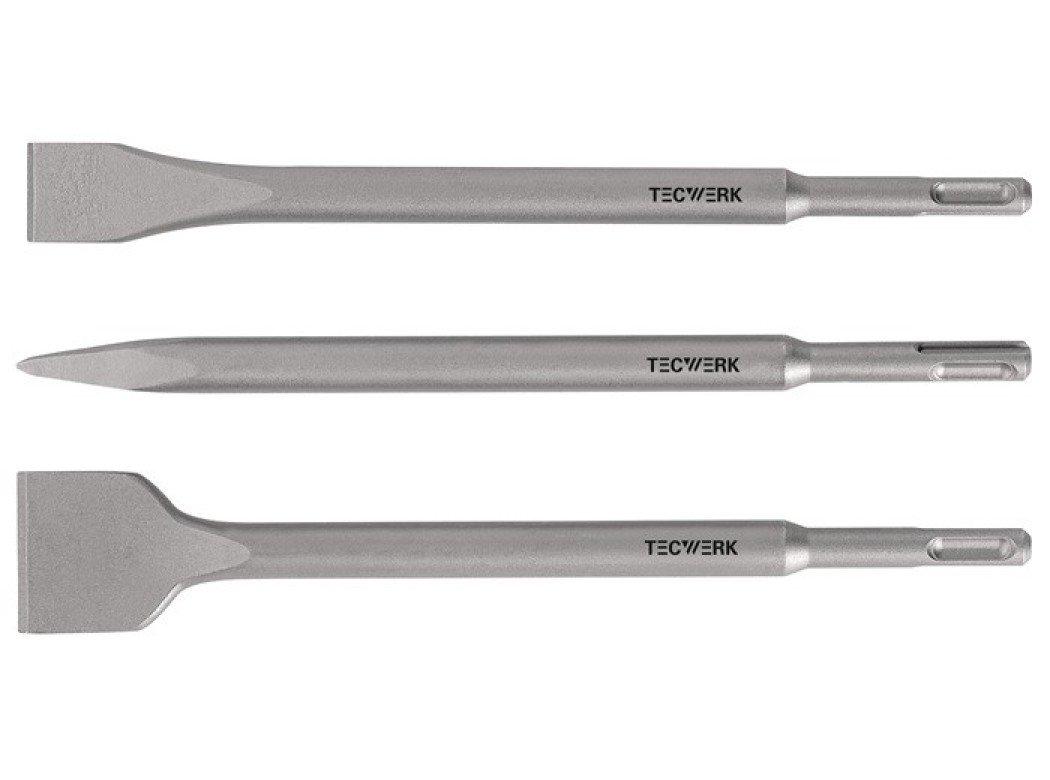 Cincel plano+cincel pala+puntero sds plus 3 pzs 250 mm tecwe