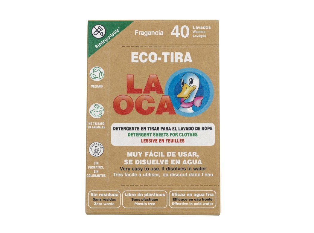Detergente ropa eco-tiras 40 lavados la oca