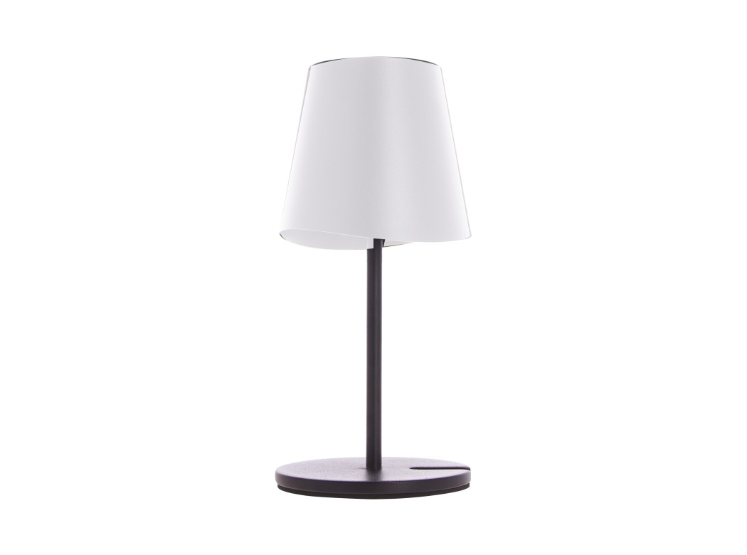 Lampara de mesa de metal blanca 38cm usb recargable 250 lume