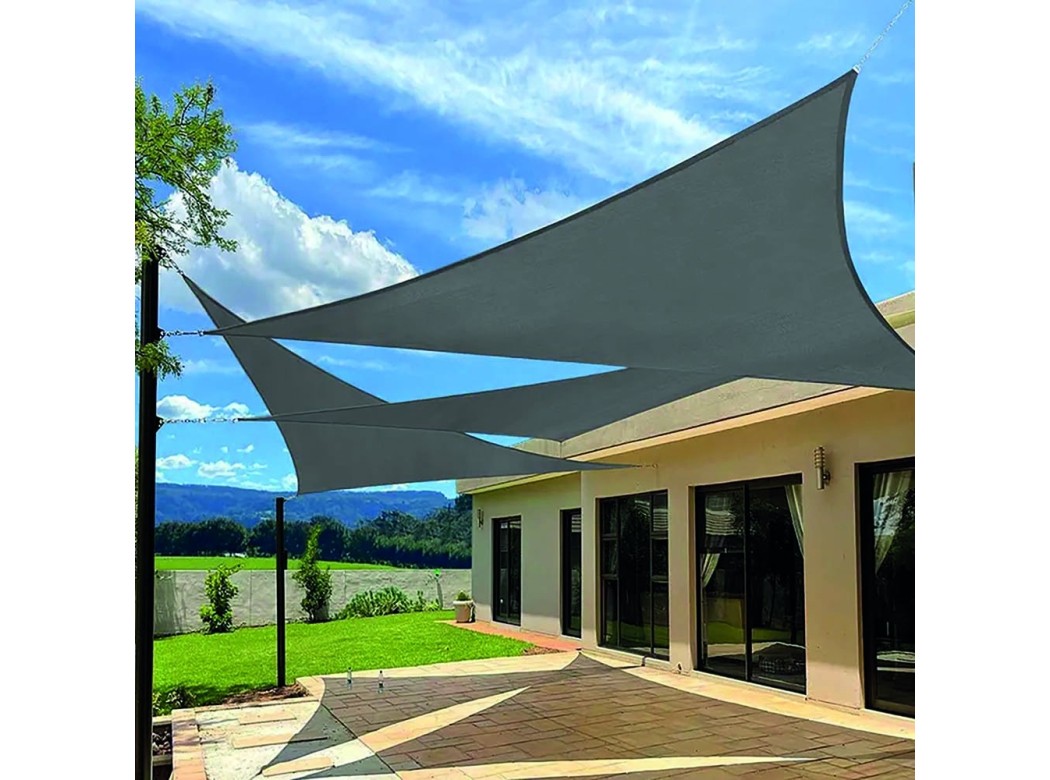 Toldo vela sombreo triangular impermeable poliester 5 x 5 x