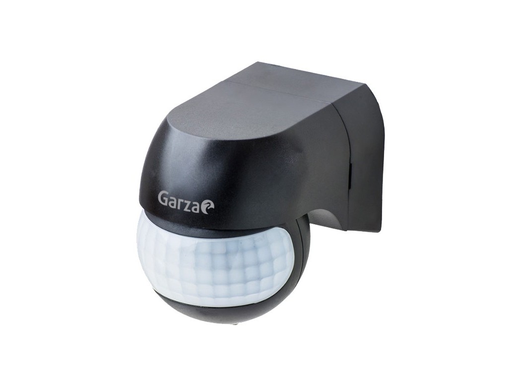 Detector movimiento mini exterior negro angulo 180º 12 mts r