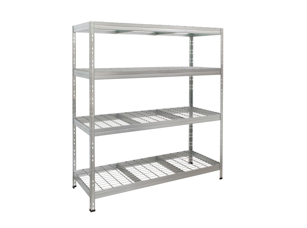 Estanteria metal galvanizado 4 estantes de rejilla 180 x 150
