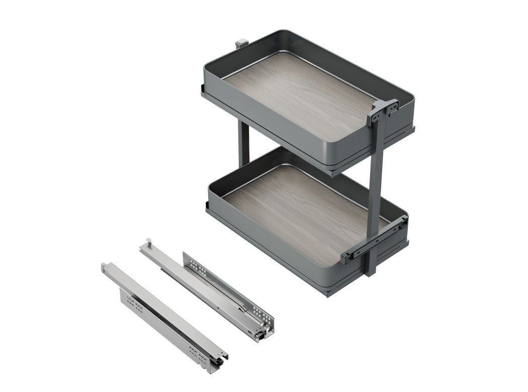 Emuca Carro extraíble Harmony con cierre suave, Módulo ancho 300mm alto 700mm, Acero y Madera, Gris antracita