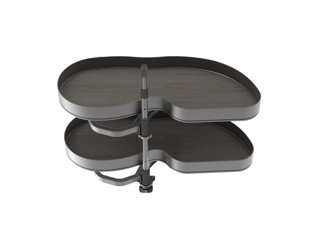 Emuca Sistema de rincón extraíble Lake Harmony para mueble de cocina, Derecha, Altura regulable, Acero y Madera, Gris antracita