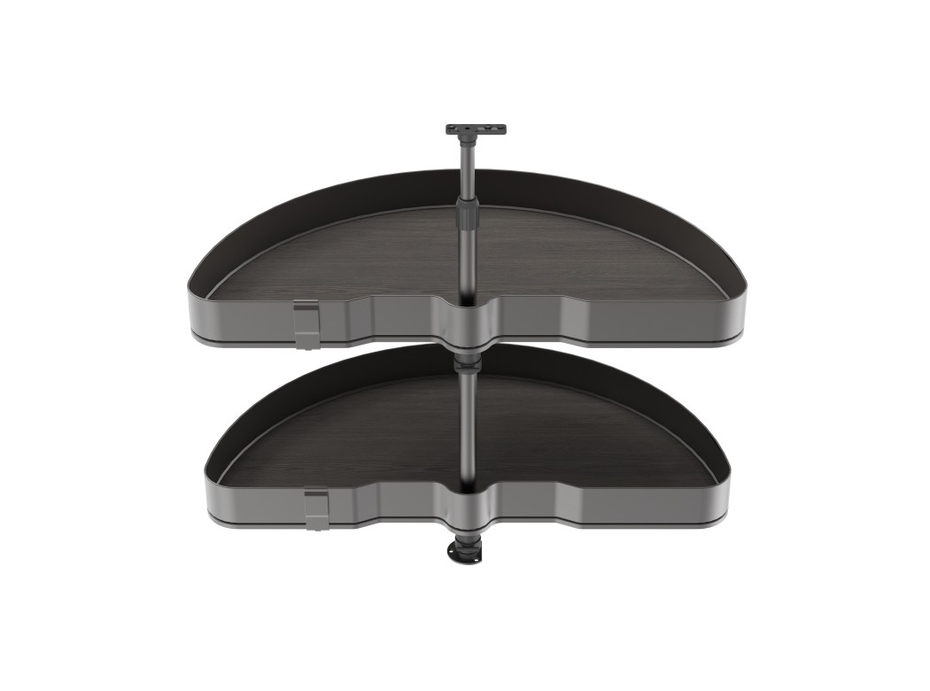 Emuca Juego de bandejas giratorias Harmony 1/2 luna, Módulo ancho 800mm, Altura regulable, Acero y Madera, Gris antracita