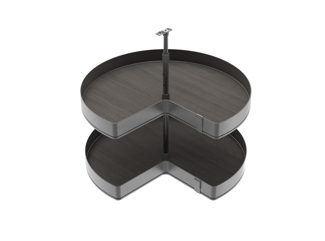 Emuca Juego de bandejas giratorias Harmony 3/4, Módulo ancho 800mm, Altura regulable, Acero y Madera, Gris antracita