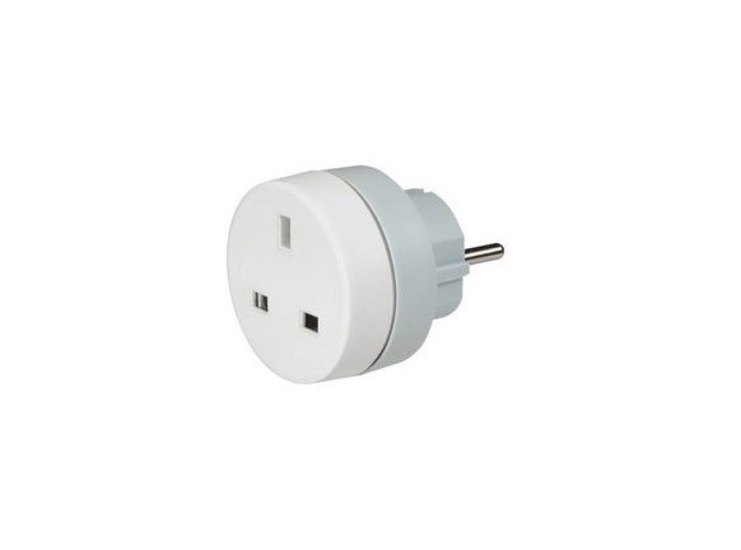 Adaptador enchufe viaje 2p+t blanco britanico/europa legrand