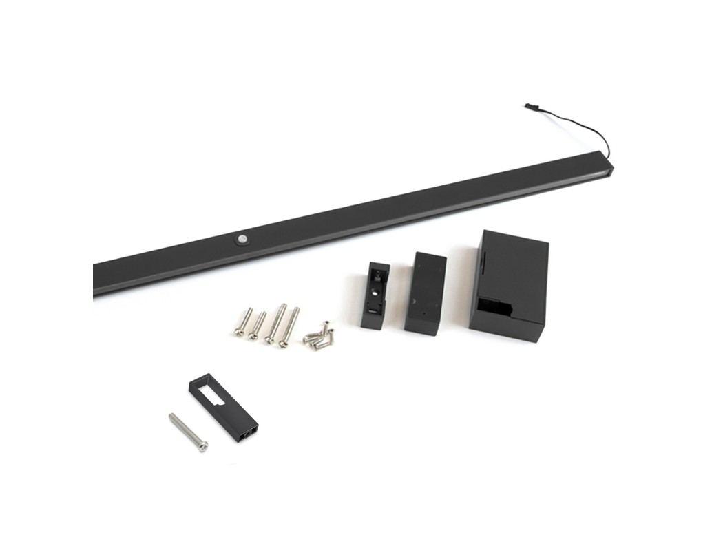 Emuca Barra para armario con luz LED Castor, batería extraible y sensor de movimiento, L1.158mm, Plástico y aluminio, Pintado negro texturizado