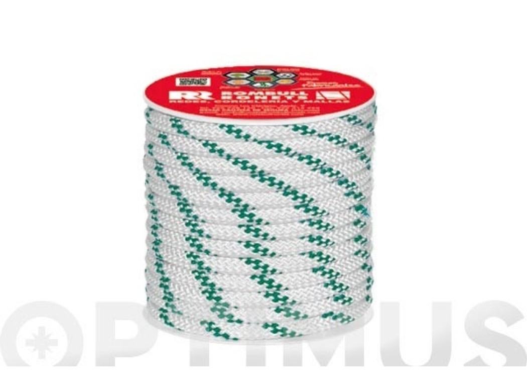 Cuerda polipropileno trenzada con alma Ø 6 mm 25 mt blanco rombull